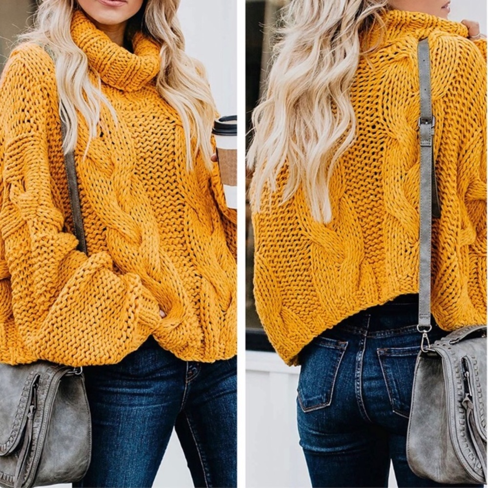 🍁Oversized Chunky Cable Knit Turtleneck Sweater🍁